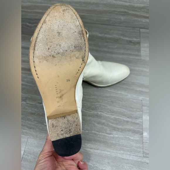 I.N.K. Block Heel Ankle Side Zip Cream Leather Boots EU 39 US  8 - Picture 6 of 12